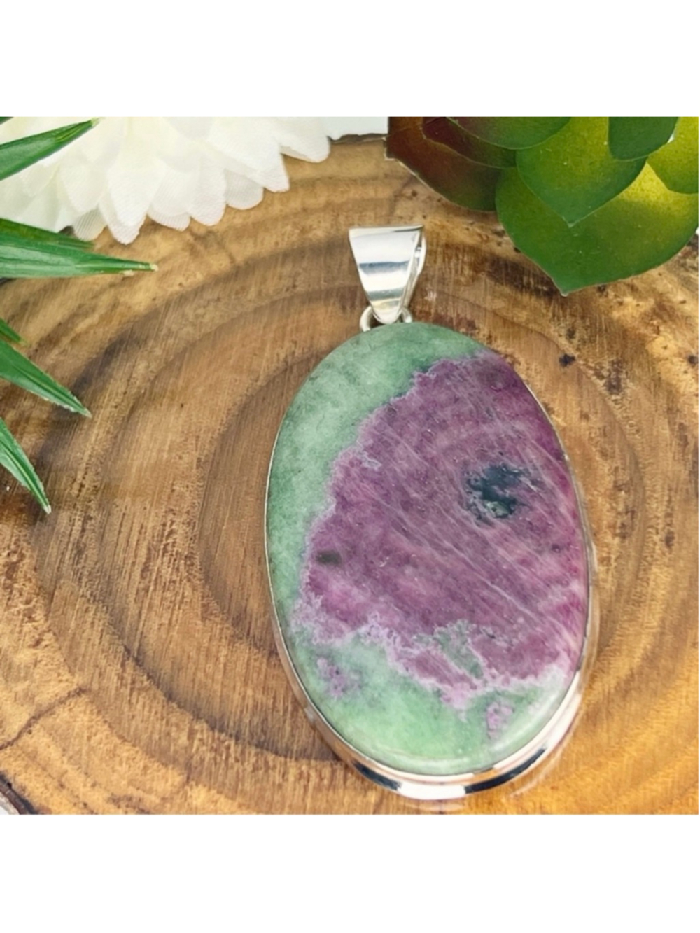 Boho Southwest Big Ruby Zoisite Pendant Necklace Jewelry Set Lot Handmade 925 - Picture 3 of 9